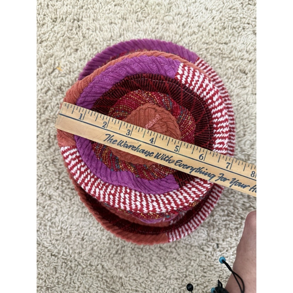 Colorful Women's Bucket Hat Tweed Corduroy Boho Artsy Funky Patchwork Striped - Picture 12 of 12